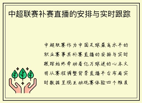 中超联赛补赛直播的安排与实时跟踪